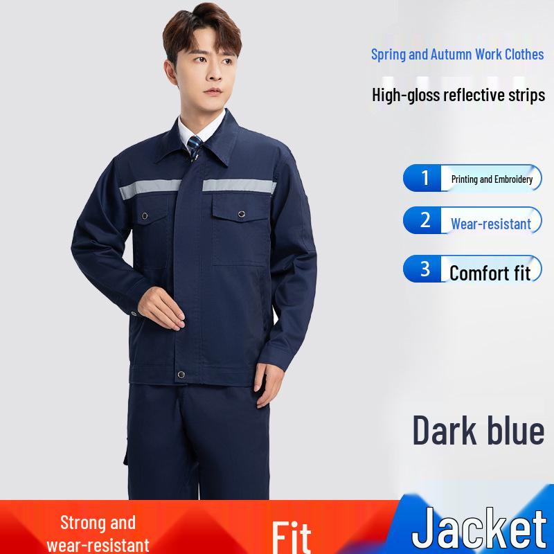 Men's Long Sleeve Workwear Set with Reflective Strips for Electricians and Auto Repair