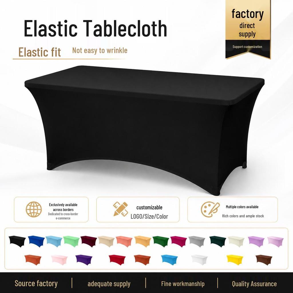 Elastic Wrinkle-Resistant Tablecloth: 4FT, 6FT, 8FT - Washable Cover for Outdoor Wedding, Party, Banquet, and Dining Tables