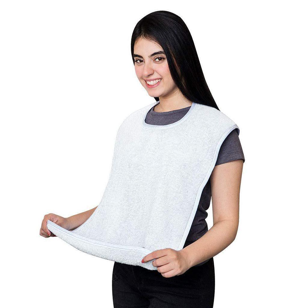 Stain-Resistant Bib with Pocket for Elderly Care and Mealtime Assistance
