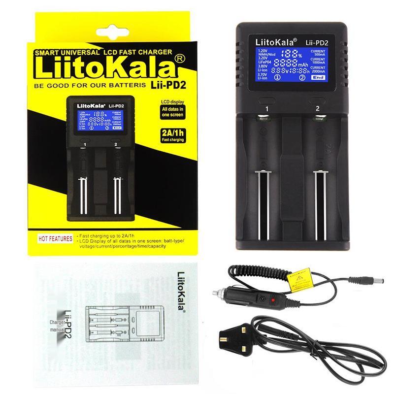 Dual-Slot Charger for 18650/26650 Lithium, AA/AAA Ni-MH, & 3.2V LiFePO4 Batteries