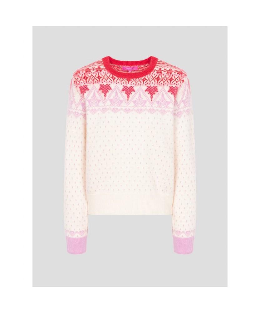 Binpolleidiseu [B. My] Fair Isle Round Neck Knit Beige (Bf5X51N02A)