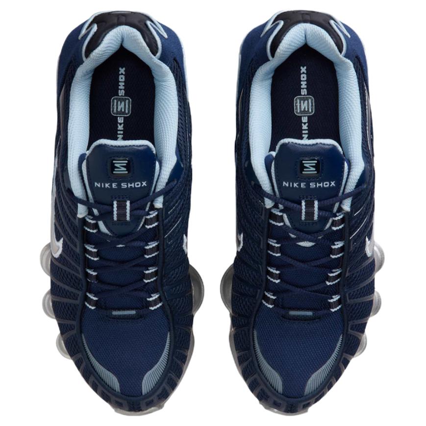 Nike Shox TL Women's Obsidian Light Armoury Blue Flat Silver Metallic Platinum Retro Mechanical Cushioning Running Sneakers IH4481-400
