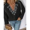 Women's Blouses Spring Fall New Style Fashion Design V-neck Embroidered Cotton Top Women Loose Casual Shirts Clothing