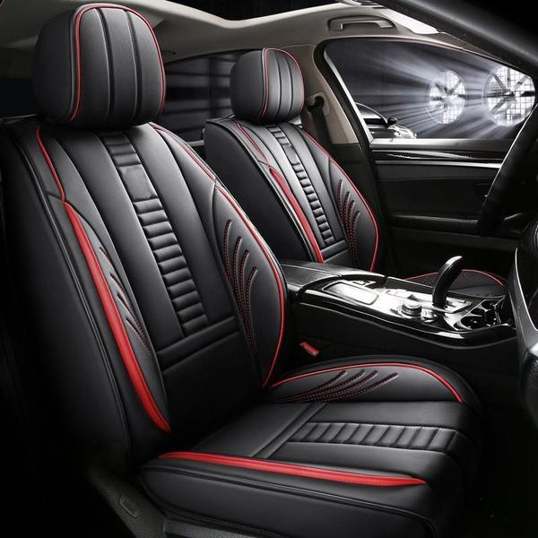 Universal DurableCar Front Seat Covers PU Leather Seat Cushion Car Protection Mat Skin Friendly Seat Cover 360° Fully Wrapped Back