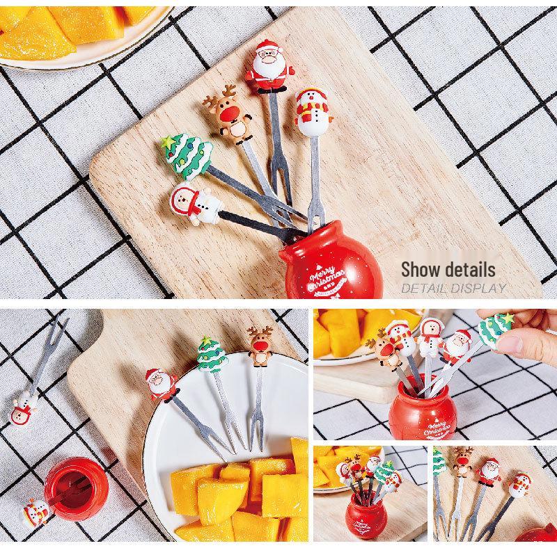 Stainless Steel Children's Fruit Forks - Cute Style Dessert & Cake Forks with Storage Jar for Baby Household Use