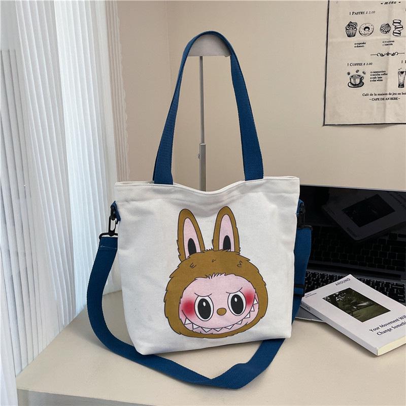 Large Capacity Cartoon Canvas Shoulder Tote for Women
