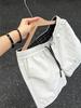 Men's White Checkered 4-Piece Shorts Summer Thin Quick-Dry Contrast Stitching Athletic 3-Piece Pants