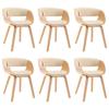 Dining Chairs - EXCLUSIVE HOUSE - Set of 6 - Cream Faux Leather - Solid Wood - Padded Seat