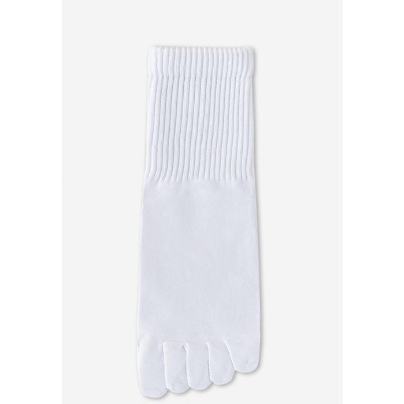 Women's Spring Five-finger Socks, Solid Color Sweat-absorbing Mid-calf Cotton Socks, Boneless Sewn Anti-pilling Toe Separation Socks