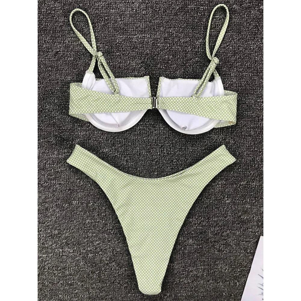 Underwired V-Bar Bikinis 2026 Polka Dot Bikini Women Swimsuit Female Swimwear Two Pieces Bikini Set Push Up Bathing Suit Swim