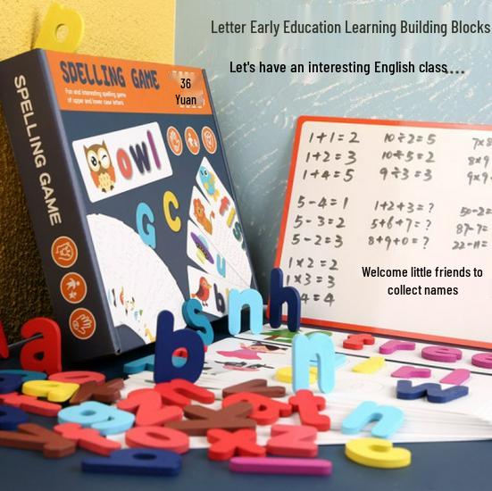 Cross-border Fun Wooden Word Battle Game: 26 Alphabet Matching Blocks Educational Toy