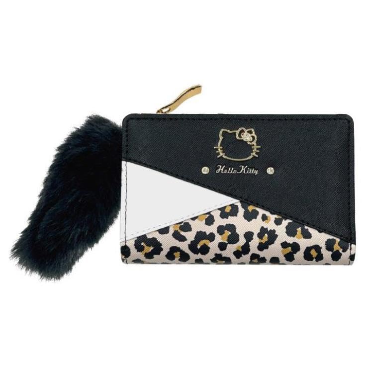 San Art Bifold Wallet, Sanrio Leopard Print Three-Leather Wallet, Hello Kitty