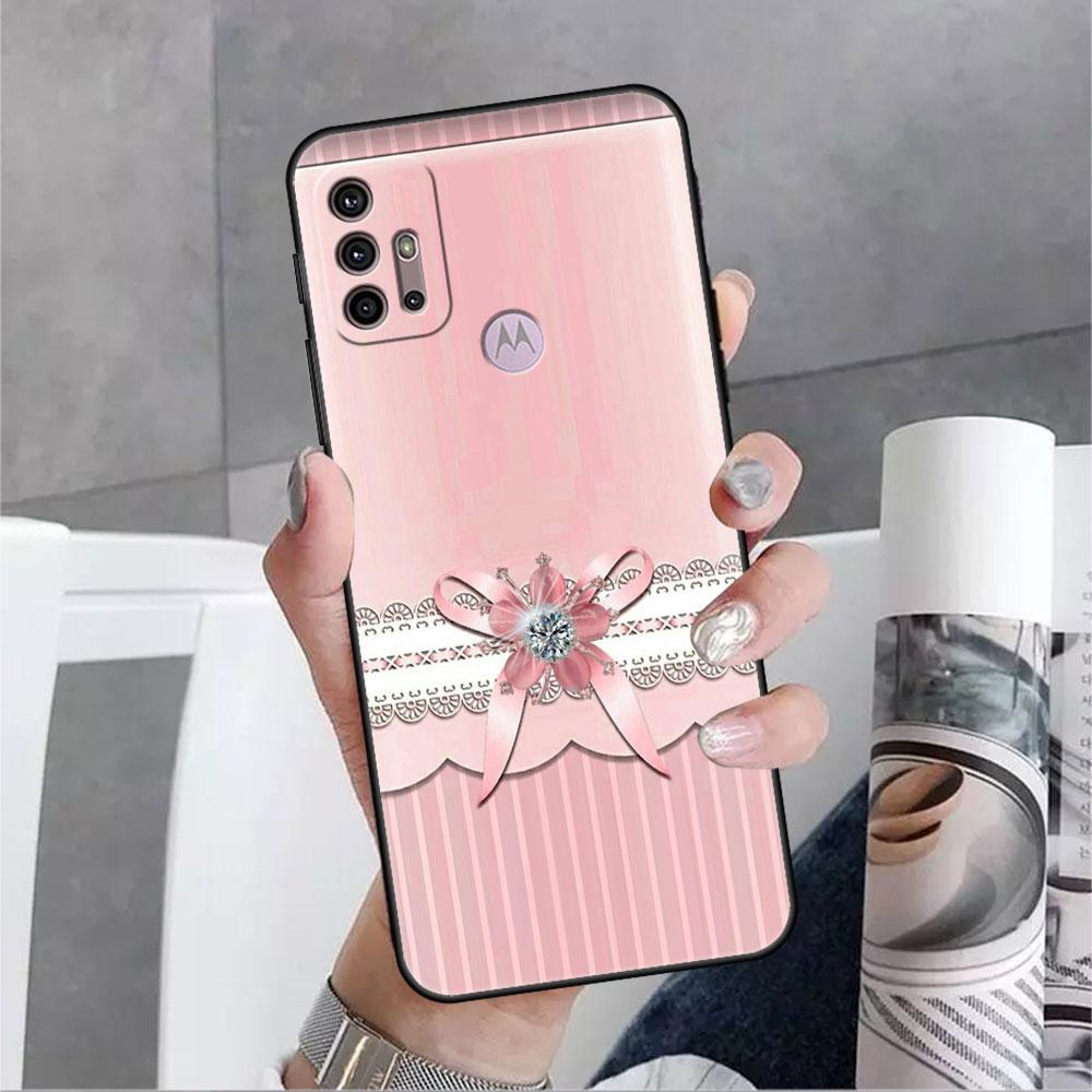 

Чохол для Motorola G30 G60 G22 G9 Play G82 G52 G8 G9 G50 One Fusion Edge 20 Black Soft Phone Capas Love Bow Edge 20