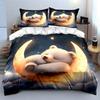 Sleeping Bear Moon Decor Set Soft Comfortable Duvet Cover Bedding Set Included 1*Duvet Cover & 2*Pillowcases gift