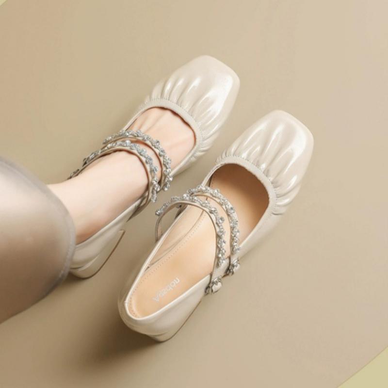 Women's Summer Retro Chunky Heel Sandals French Style Mid-heel Mary Jane Shoes