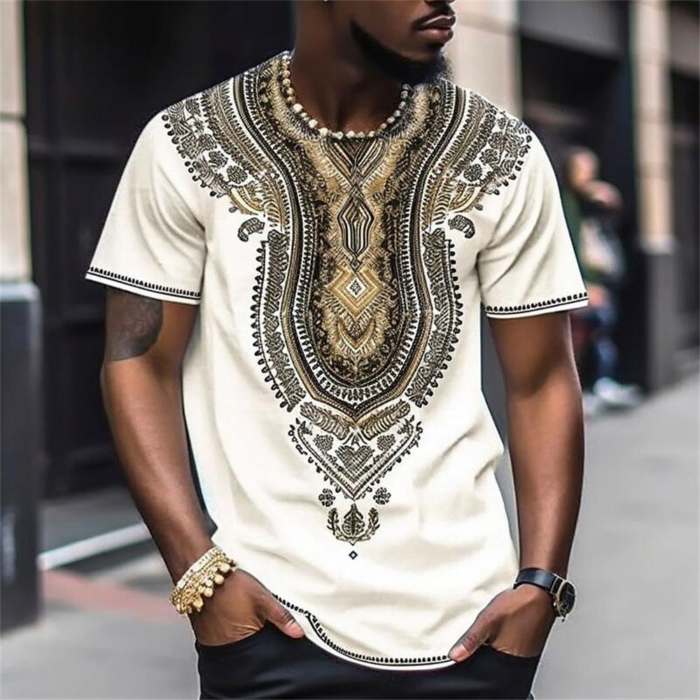 Dashiki tribale africano T-shirt 3D da uomo Moda Fresco Quotidiano Stile etnico T-shirt Outdoor Street Personalità Top Abbigliamento estivo