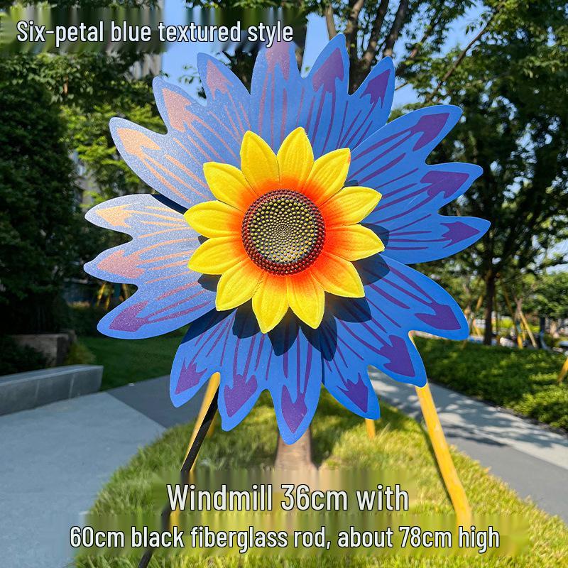 Children's Double-Layer Rotating Sunflower Pinwheel Outdoor Decoration