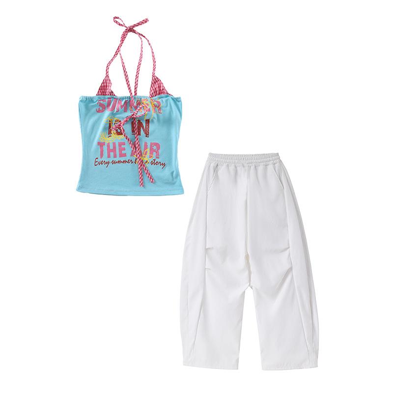 Blue Jazz Dance Costume for Girls - Trendy Street Dance Performance Outfit