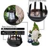 Flocked Gnome Statue with Solar Light Decorative Funny Garden Sculpture Waterproof Outdoor Gnome Decoration for Outdoor Decor