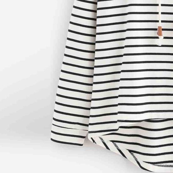 Women's Autumn and Winter Plus Size Sweatshirt Striped Loose Hooded Knit Long Sleeve Pullover Jacket