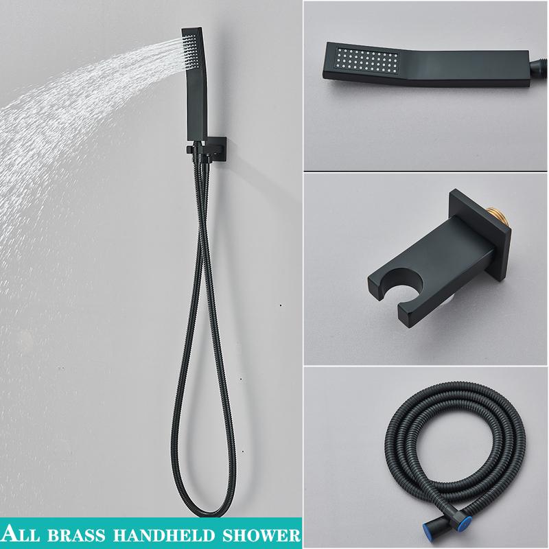 Matte Black LED  Bathroom Showe Faucet Rainfall Shower Head Bath Water Faucet Wall Mounted Bathtub Shower Mixer Tap Shower Set