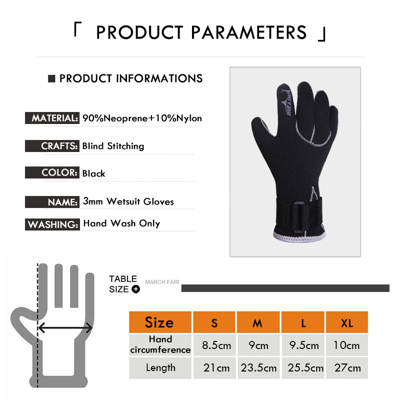 3mm Neoprene Wetsuit Gloves Spring Summer Warm Swimming Diving Surf Gloves