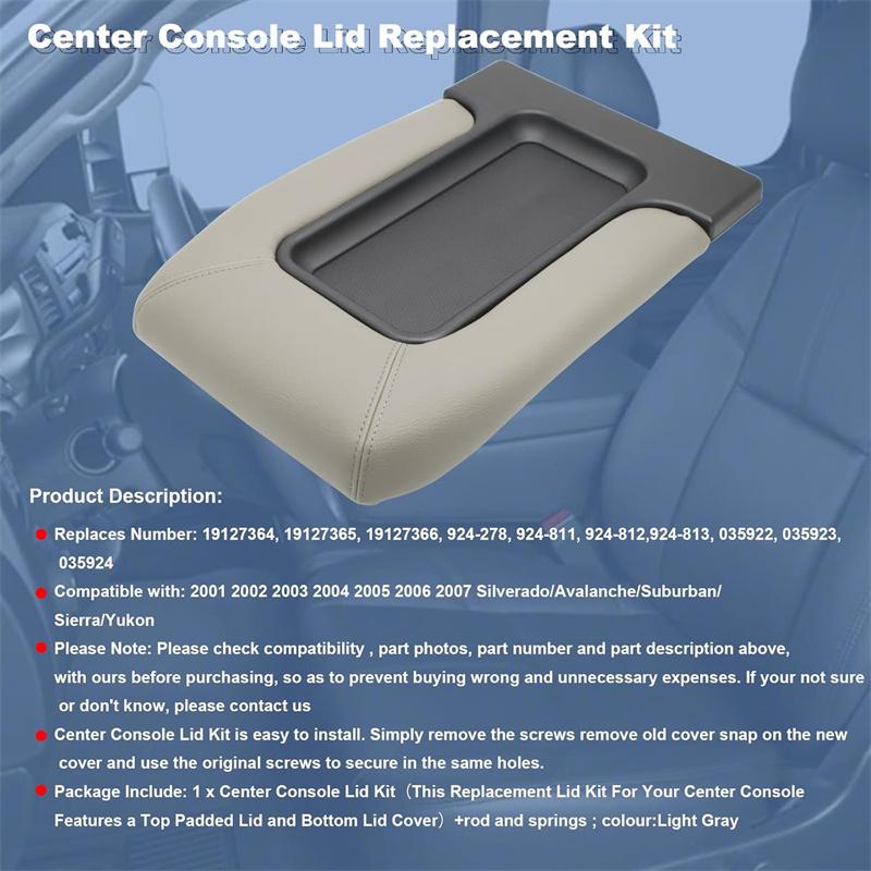 Car Armrest Box Center Console Lid Leather Armrest Cover For Cadillac GMC Vehicles 19127364 Interior Accessories