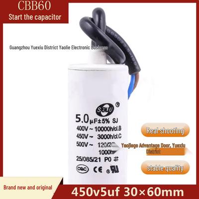 CBB60 450V 5µF Motor-Startkondensator für Waschmaschine/Wasserpumpe, 30x60mm