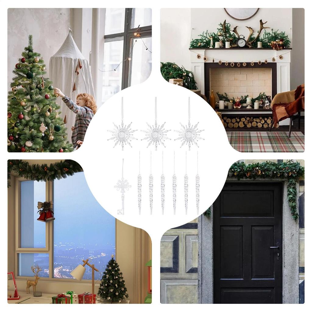 Christmas Snowflake Ornaments 2D Acrylic Festive Set Suspending Snowflake Ornament For Festival Interior Party Bedroom Home