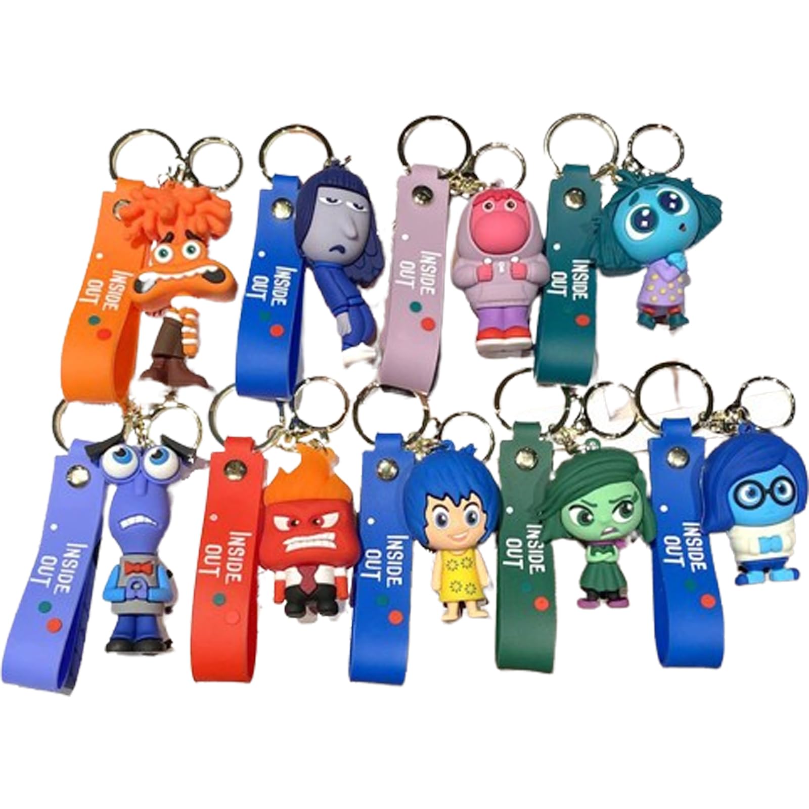 

Inside Out Keychains featuring and 3D Silica Gel Cute and Popular Cosplay Cart Bag Birthday Gifts for Kids and Adults 2 Anchor, Sadness, Joy, Disgust,