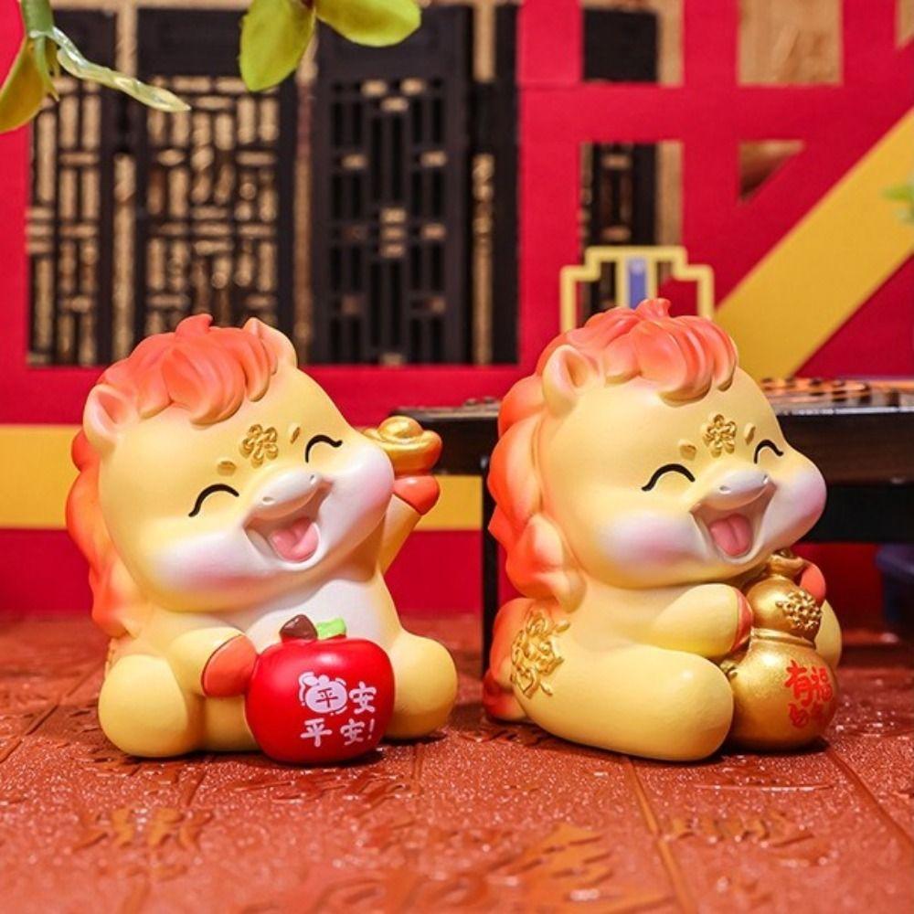 Resin Zodiac Horse Ornament Cartoon Desktop Decoration Traditional Horse Year Mascot  Gift