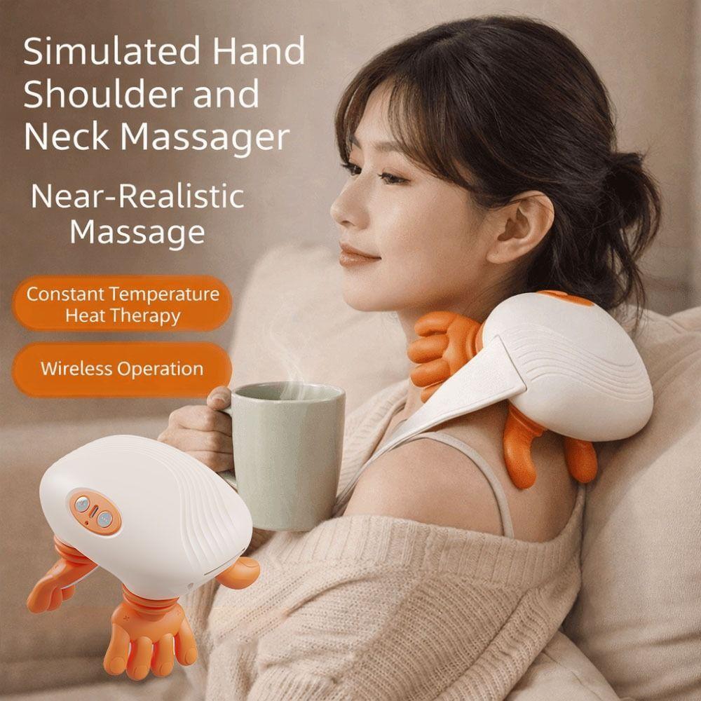 Portable Bionic Finger Neck Shoulder Massager Heated Massage Deep Tissue Massager  Office Use