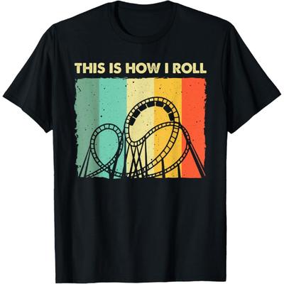 Cool Roller Coaster For Men Women Amusement Theme Park Retro T-Shirt
