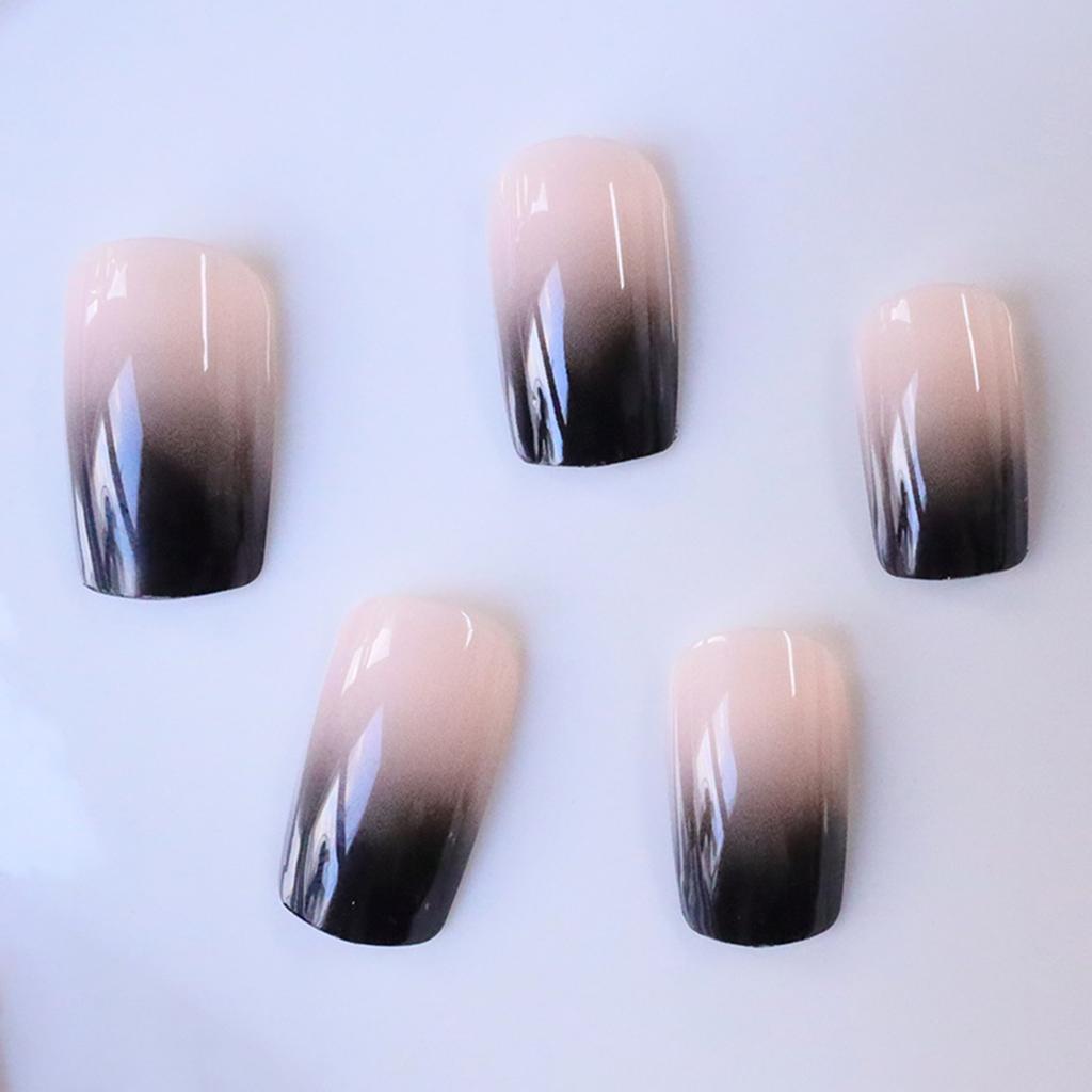 24Pcs Short Artificial Nails Solid Color Gradient White Enhancing Simple Fake Nails for Women Daily Wear Party Use
