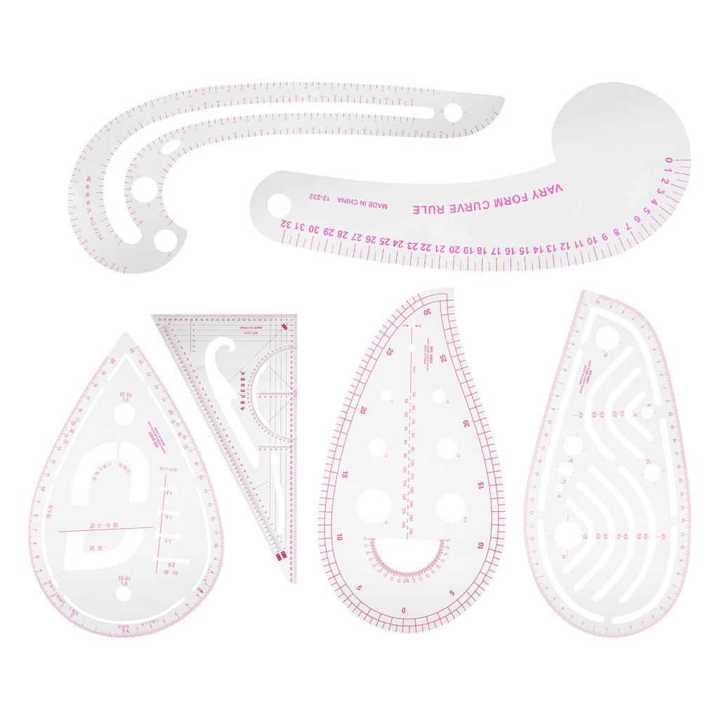 6Pcs Curve Ruler Multi Function Plastic Vary Form Sewing Grading Proofing Clothing Designs Tool