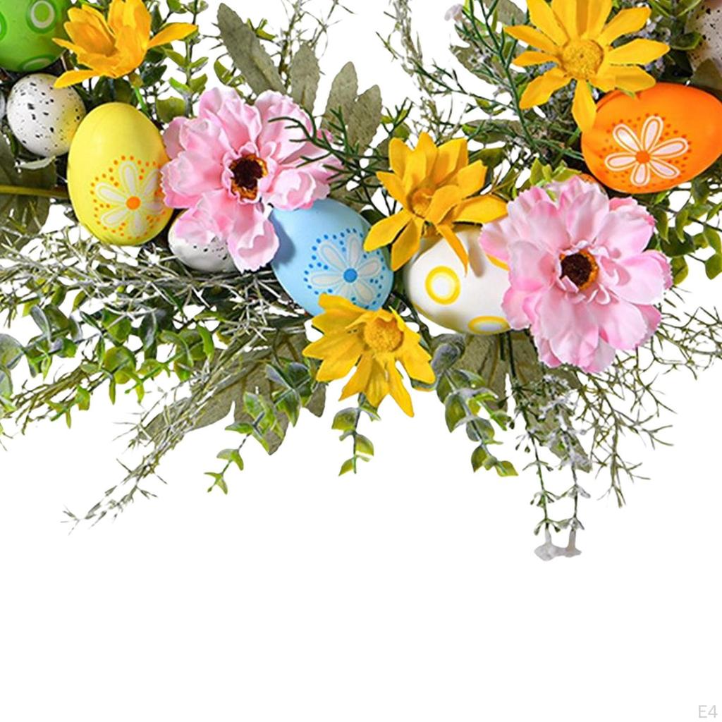 Artificial Easter Egg Wreath , Spring ,Silk Flower Garland for Front Door