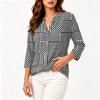 Women's Cotton Linen Shirt with Printed Pattern, Three-Quarter Sleeve Casual Blouse for Everyday Wear