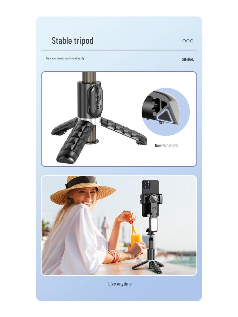Q18 Handheld Gimbal Stabilizer: Intelligent Face Tracking, Anti-Shake Tripod, Bluetooth Mobile Selfie Stick