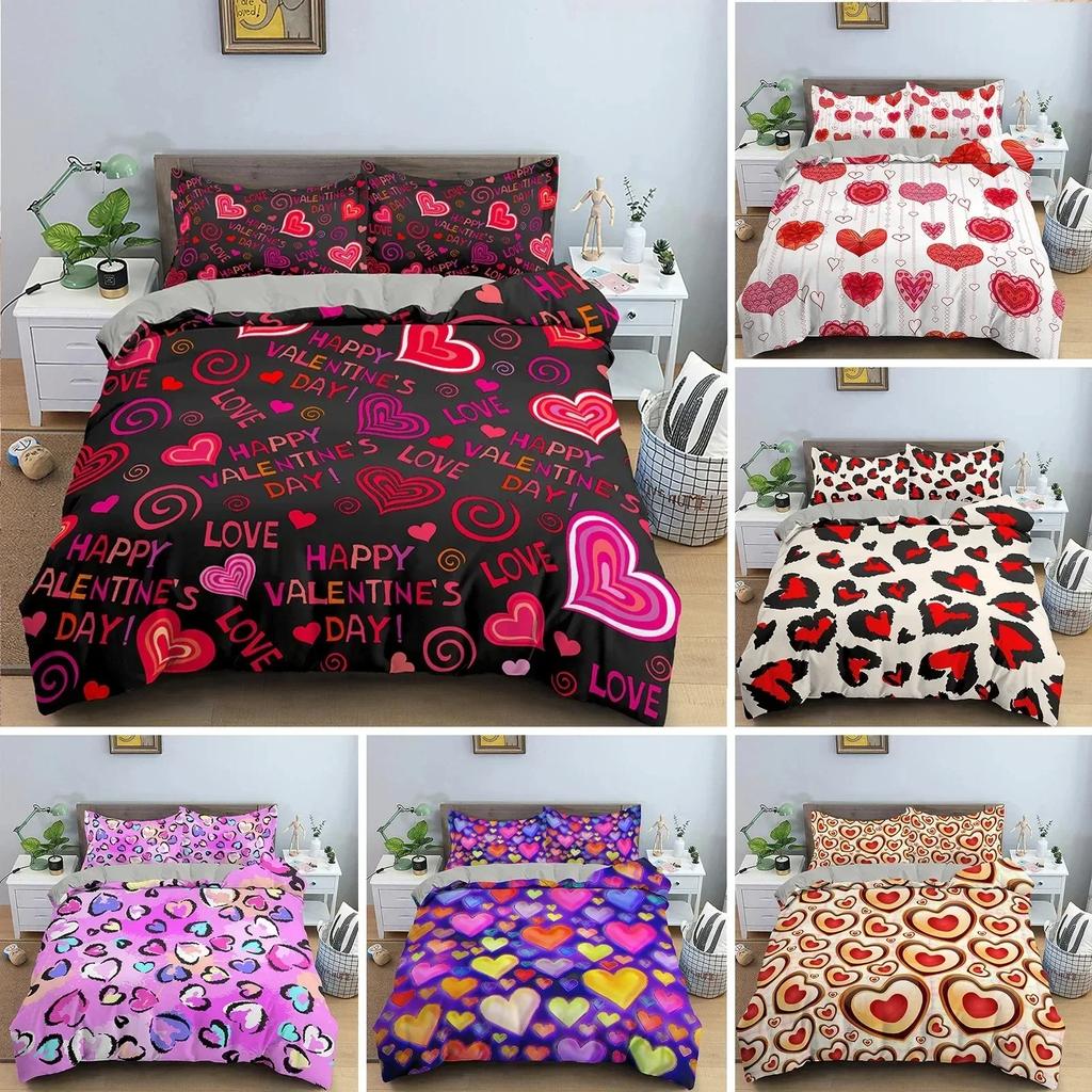 New 3D Luxury Bedding Set Love Heart Duvet Cover Single Full Quilt Cover Comforter Bedding Bed Set For Girls Woman