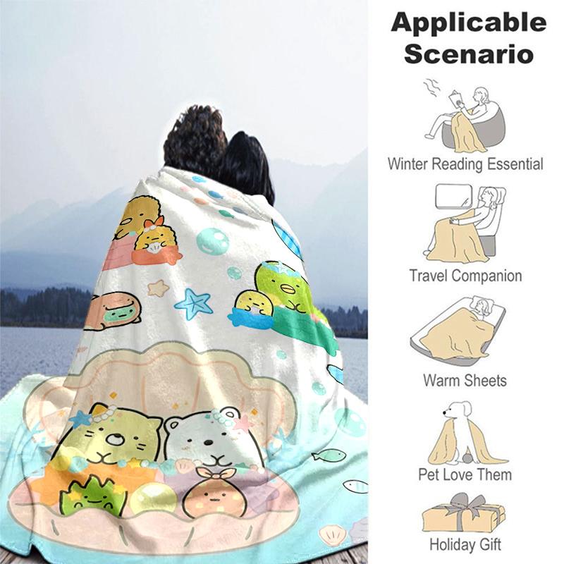 1pc Blanket Sumikko Gurashi1 Print Design, Lightweight Blanket for Sofa, Bed- Soft &Warm, Gift for All Seasons like Christmas, Halloween