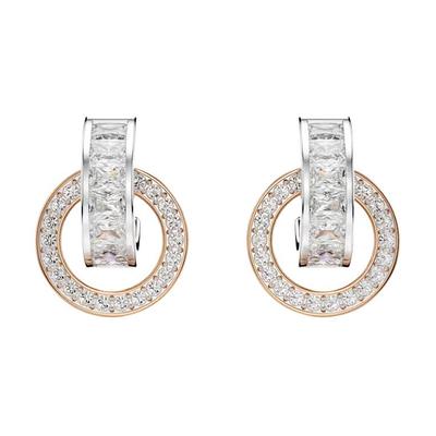 Round Design Cubic Zirconia Crystal Metal Earrings Women Earrings Silver 5691177