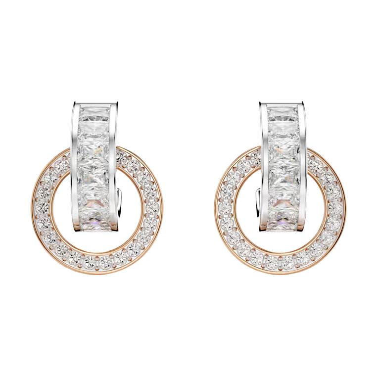 Swarovski Round Design Cubic Zirconia Crystal Metal Earrings Women earrings Silver 5691177 Box (Random Color)