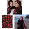 Rose Flower Silk Scarf With Breathable And Warmth For Women Fashion Accessory
