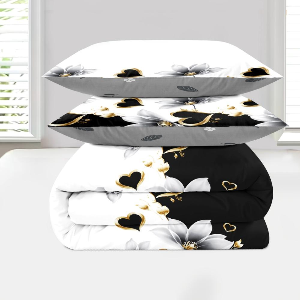 3-delige Beddengoedset Zwart Wit LJXBS-9012 3D Geprint Knus Dekbedovertrek King Queen Twin Maat Verjaardagscadeau voor Volwassen Slaapkamer Decor