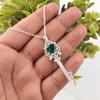 Chrome Diopside Gemstone 925 Sterling Silver Women Jewelry Zircon Key Pendant 2.1" For Gift CZP-17-7