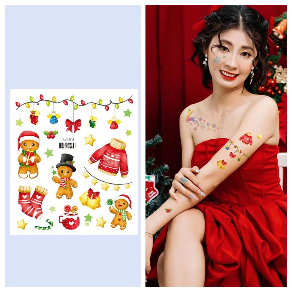 12/1 Sheets Waterproof But Removable Body Diy Art Glitter Christmas Fake Tattoo