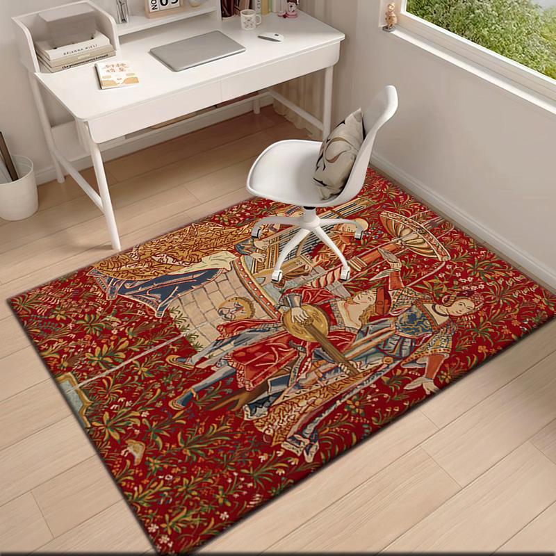 1pc Medieval Period Art Court Carpet Rug for Living Room Bedroom Home Sofa Decoration,Kids Play Non-slip Floor Mat