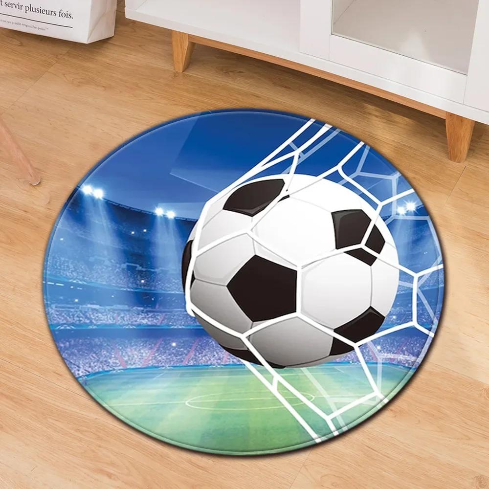 Model Sports Soccer Football Basketball Floor Mat Home Non-slip Round Rugs Bedroom Carpet Machine Washable Boy’s Perfect Gift
