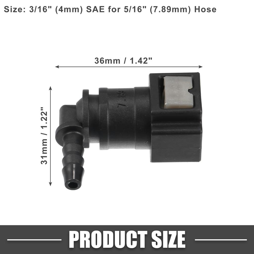 A ABSOPRO Car Fuel Line Hose Quick Release Connector 90 Degree 5/16 Inch 7.89mm