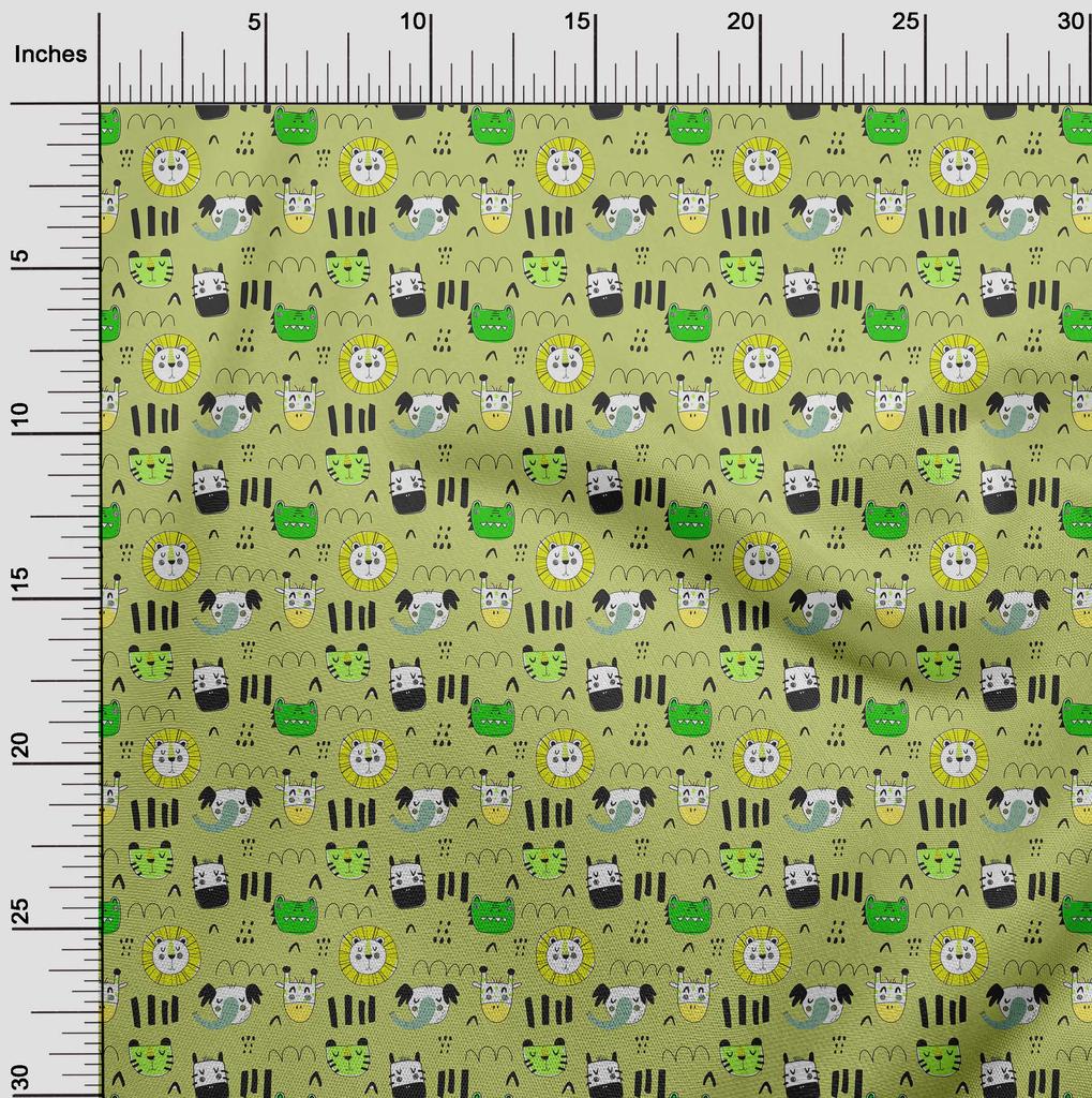 oneOone Cotton Flex Brown Fabric Kids Animal Quilting Supplies Print Sewing Fabric by The Yard 40 Inch